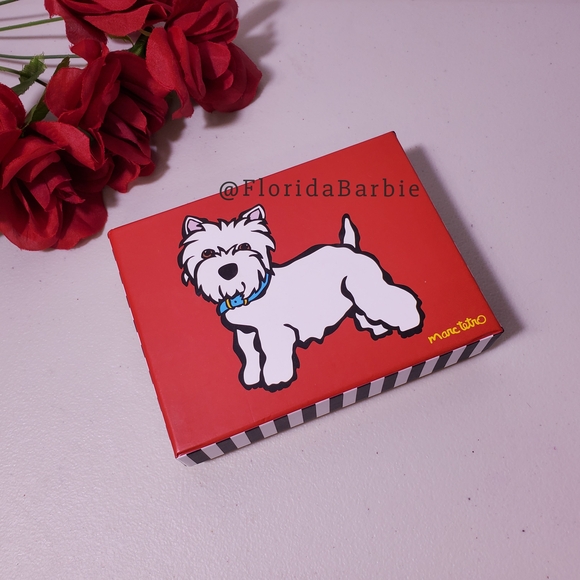 Marc Tetro Women Men Red Westie Terrier Zip Around Wallet / Wristlet New In Box - Picture 16 of 16